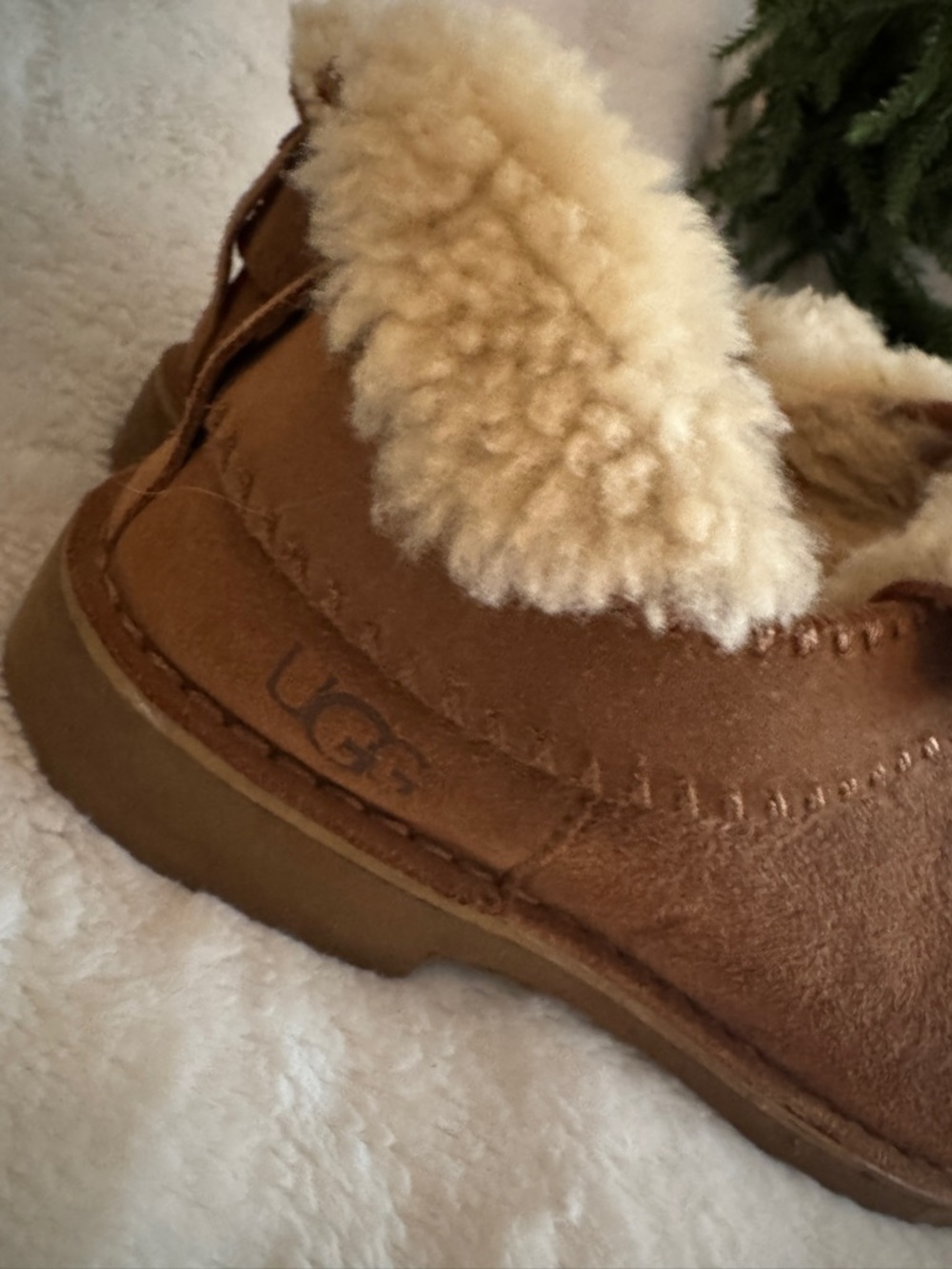 UGG Brown Suede Shearling-Lined Slippers - Picture 3 of 3